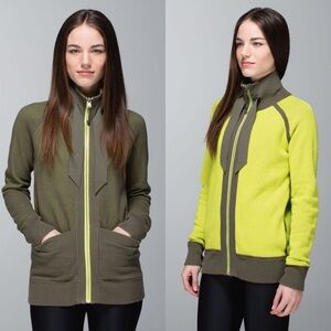 Lululemon Post Savasana Fatigue Green Antidote Reversible Knit Zip Up Jacket 8